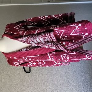 Pink Rose NWT Maroon & White Open Front Cardigan Sweater | Size Small